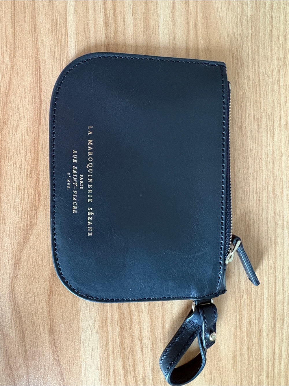 Black Leather Zip Wrist Pouch